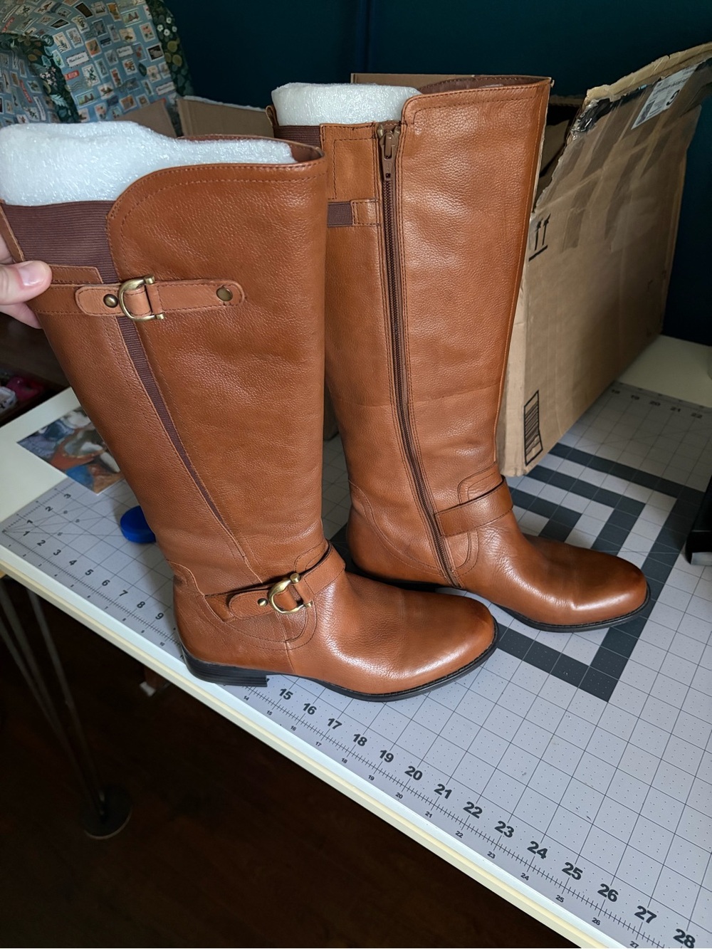 Naturalizer N5 Classic Tall Riding Boots in Cognac Brown